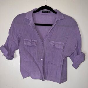 Lavender Buttoned Crop Top